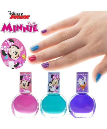 Townley Girl Disney Minnie Mouse Peel-Off Nail Polish Set for Girls 3+ with 3 Colors - Ideal for Parties, Sleepovers, and Back to School - Includes Nail File and Pencil Case Tin - Buy Online on GoSupps.com