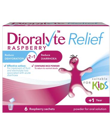Dioralyte Relief Raspberry - Fast and Effective Rehydration Treatment to Help Replace the Loss of Body Fluid and Electrolytes (minerals and salts) - Raspberry Flavour 6 Count (Pack of 1)