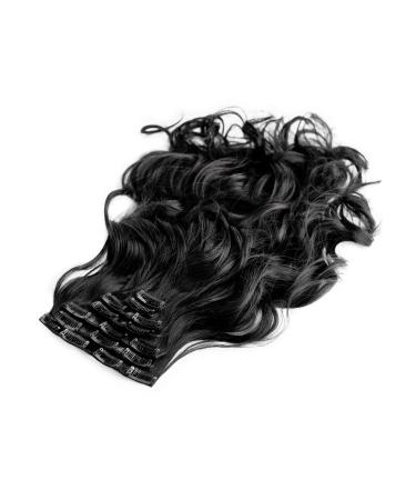 Clip In Extensions | Black Wavy Curly Hair Set 60cm | 7 Thickening Hairpieces for Volume - Buy Online on GoSupps.com