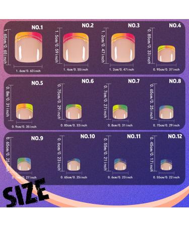 Neon Press on Toenails - Short Square Glue-On Gradient Rainbow French Tips | Summer Beach Fake Toenails for Women - Buy Online on GoSupps.com