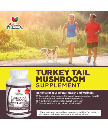 Activa Naturals Turkey Tail Mushroom Supplement - 120 Veg. Capsules - Buy Online on GoSupps.com