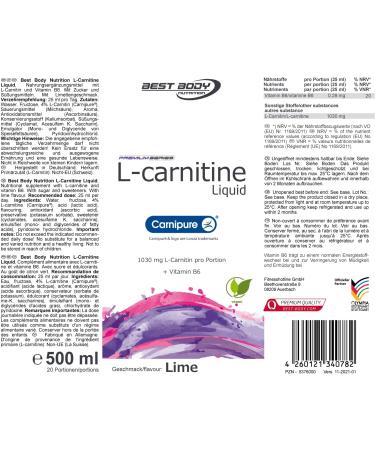 Best Body Nutrition L-Carnitine Liquid with Carnipure - Lime Flavor 500ml | Premium Fat Burner for Enhanced Energy & Weight Loss - Buy Online on GoSupps.com