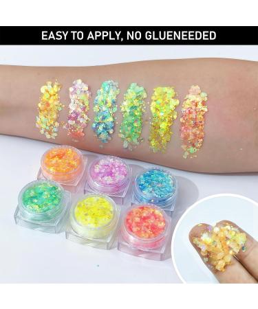  Yamobi Glitter Body Gel 6 Bright Colours for Hair and Luminous Face with Cotton Tips Rave Accessory for Festivals Carnival Party UV Black Light - Buy Online on GoSupps.com