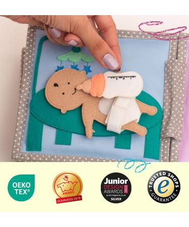 Jolly Designs Mini Quiet Book - Montessori Experience Toy for Toddlers | 6-Page Fabric Activity Book for Motor Skill Development (18+ Months) - Buy Online on GoSupps.com