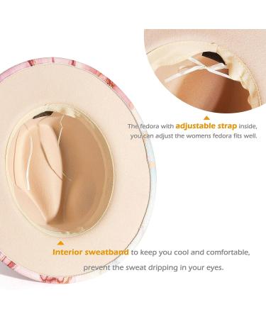 Gossifan Multicolor Tie-dye Wide Brim Fedora Hat for Women - Gold Pink - Size 7 1/8-7 1/4 - Buy Online on GoSupps.com