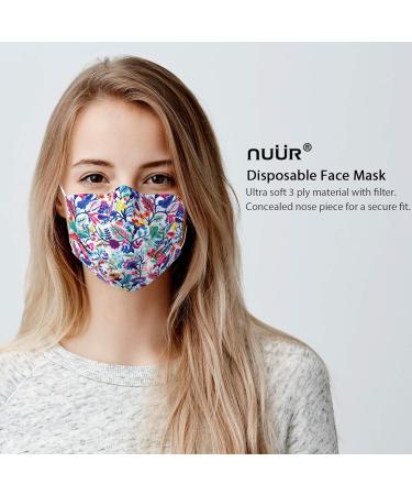 NU R Floral 3 Ply Disposable Face Mask with Filter Layer - 10pcs, Elastic Earloop, Retail Sealed Bags - FLORAL-018 - Buy Online on GoSupps.com