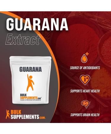 Guarana Extract Powder - Natural Caffeine Energy Support - 1000mg, 250 Servings | Gluten Free - BulkSupplements.com - Buy Online on GoSupps.com