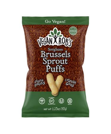 Vegan Rob's Puffs, Brussel Sprout, 1.25 oz Snack Size Bags (12Count), Gluten-Free Snack, Plant Based, Vegan, Zero Trans Fats, Non Gmo 1.25 Ounce (Pack of 12)