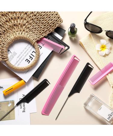 8-Piece Carbon Fiber Hair Comb Set | Fine Teeth Rat Tail Combs for Styling & Cutting | Perfect for Braids | Salon & Home Supplies in Black and Pink - Buy Online on GoSupps.com