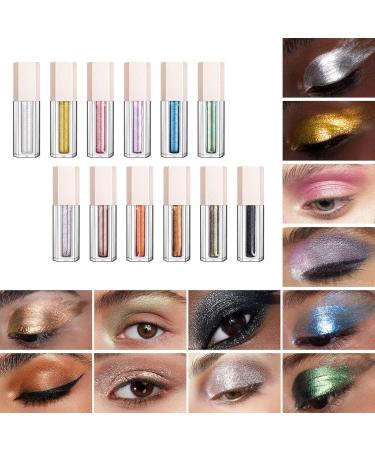 12 Colors Pearlescent Eyeshadow Pallete Brightening Liquid Eye Shadow Metallic Glitter Sequins Eye Makeup 5ml Base Gloss Flash Sale (H One Size) - Buy Online on GoSupps.com