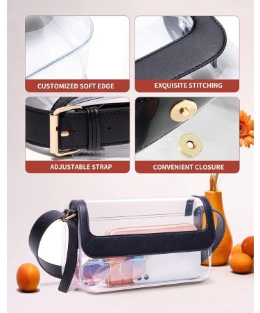 Vorspack Clear Stadium Bag - Stylish PVC Clear Purse for Women - Black - Buy Online on GoSupps.com