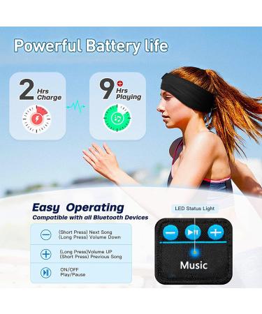 Wireless Sleep Headphones Music Headband for Side Sleepers - Ultra-Thin Stereo Speakers, Perfect for Sleeping, Workout, Yoga & Travel - Black - Buy Online on GoSupps.com