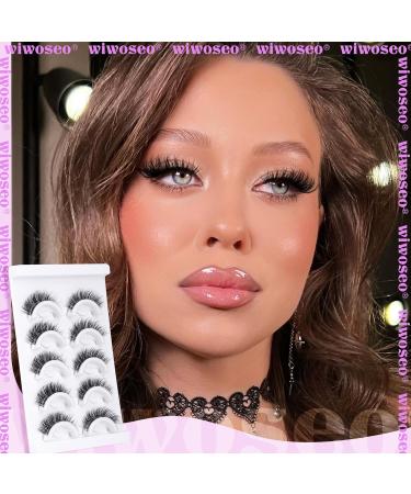 WiWiseo Self Adhesive Eyelashes - No Glue Needed False Lashes Reusable 5 Pairs Natural Look Waterproof Wispy & Fluffy 16MM C-Clear Band - Buy Online on GoSupps.com