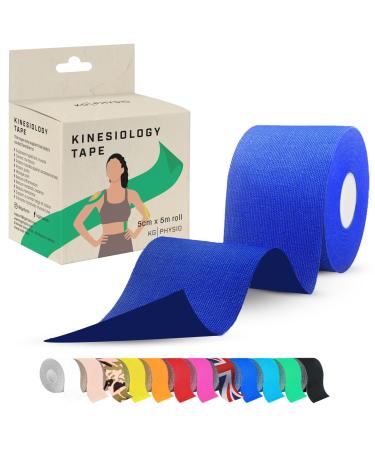 KG Physio Kinesiology Tape 5m Roll - Kinesiology Tape for Joint and Muscle Support Multipurpose KT Tape Body Tape Physio Tape Sports Tape Trans Tape Athletic Tape - Blue