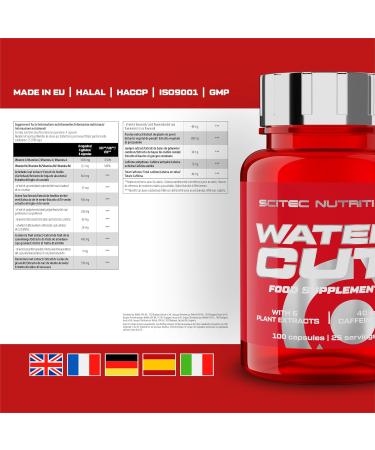 Scitec Nutrition Water Cut Capsules - Energy Boosting Supplement with Vitamin C B6 & Green Tea Extract - Diuretic & Immune Support - 100 Capsules - Buy Online on GoSupps.com