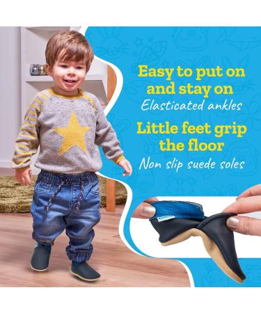 Soft Sole Baby Shoes for Girls and Boys | Leather Toddler Walking Shoes 0-6 Months | Dark Blue & Navy - Buy Online on GoSupps.com