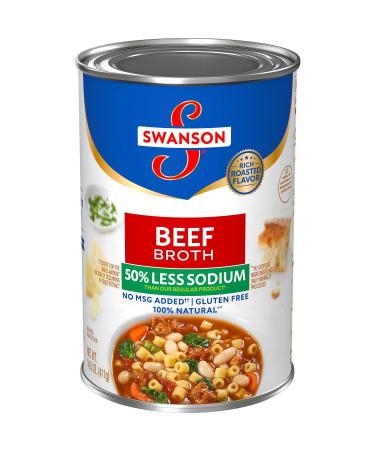 Swanson 50% Less Sodium Beef Broth, 14.5 oz. Can - Buy Online on GoSupps.com