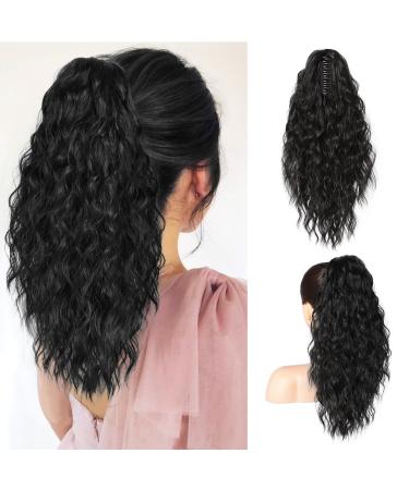 Brikabia blonde ponytail extension ponytail extension hair part with clip long wavy curly ponytail hair part clip in hair extension for women 40cm black - Buy Online on GoSupps.com