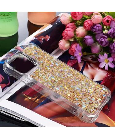 Tivenfezk Nadoli Glitter Treisand Case for iPhone 15 Pro - Silicone Shockproof Transparent TPU Bumper Liquid Quicksand Design Gold Edition - Buy Online on GoSupps.com