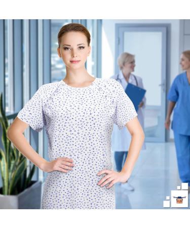 White Patient Robes 100% Cotton Pack of 3 - Unisex Hospital Gowns with Snap Closures - Reusable Nursing Dresses for Adults - Medical Pajamas for Maternity - Large Size - Buy Online on GoSupps.com