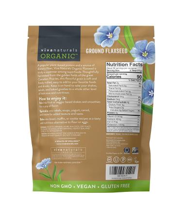 Viva Naturals Organic Ground Flax Seed - 30 oz | High Fiber & Omega-3 Superfood - Buy Online on GoSupps.com