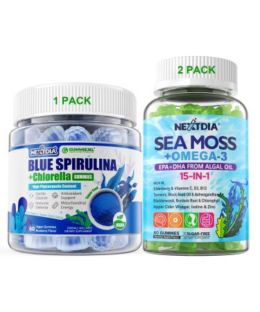 Nextdia Bundle: Blue Spirulina Gummies 1 Pack & Sea Moss Gummies 2 Pack