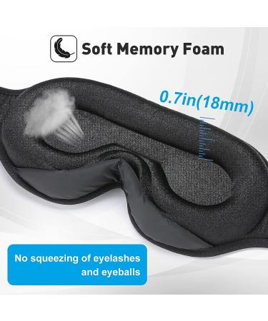 Hautton 3D Contoured Sleep Eye Mask for Men and Women - Adjustable Strap, Light Blocking, Memory Foam - Black - Buy Online on GoSupps.com