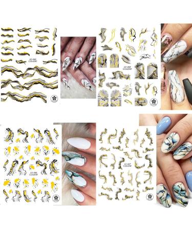 Marble French Nail Art Stickers - Self-Adhesive Blue Line Pattern - 12 Sheets - Buy Online on GoSupps.com