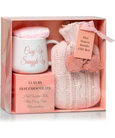 Hot Chocolate Mug Gift Set with Water Bottle, Marshmallows & Candy Cane - Cozy Gift for Women, Teen, Adults (Pink) - Buy Online on GoSupps.com