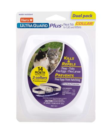 Hartz UltraGuard Plus Flea & Tick Collar for Cats and Kittens, 7 Month Flea and Tick Prevention and Protection, White, 2 Count