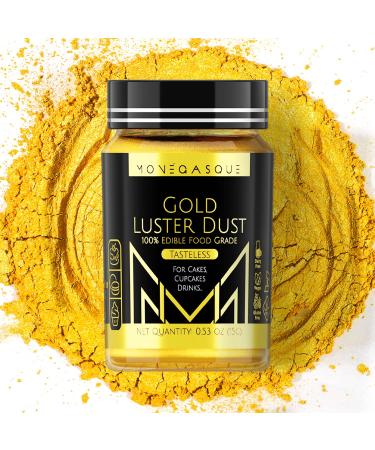 MONGASQUE Gold Luster Dust Edible Glitter for Drinks & Desserts 15g  Edible Gold Dust for Cakes & Edible Drink Glitter  No Gluten or Dairy  Vegan Gold Sprinkles for Cake Decorating & Chocolates 1. GOLD
