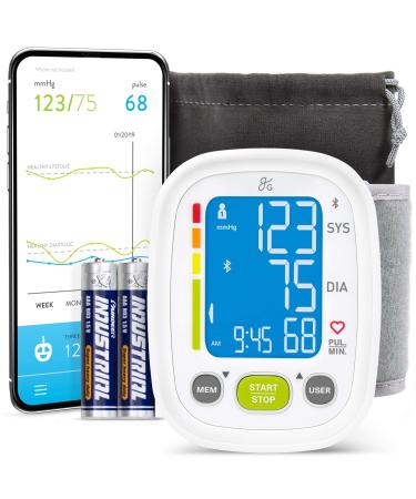 Bluetooth Blood Pressure Monitor Wrist - by Greater Goods, Smart, Connected BPM for Home or On-The-Go, Premium Cuff | Designed in St. Louis Bluetooth Standard Color Display