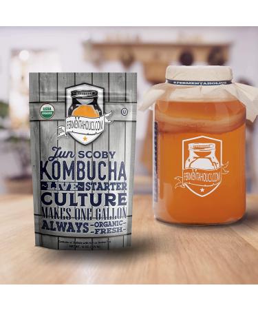 USDA Certified Organic Jun Kombucha Starter Culture - Brew Your Own Jun Tea with Organic Green Tea & Honey - Makes 1 Gallon - Buy Online on GoSupps.com