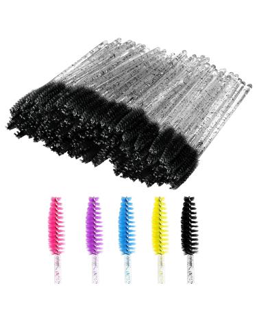 200 PCS Disposable Crystal Eyelash Mascara Brushes Wands for Eye Lash Extension  Eyebrow and Makeup (Black)