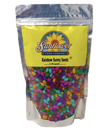 Chocolate Covered Sunflower Seeds - Multicolored Candy Coated Treats - Rainbow Sunny Seeds - Sweet and Crunchy Topping - 1 LB Resealable Bag