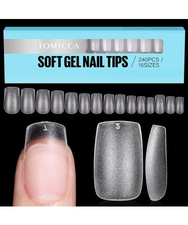 TOMICCA Short Square Nail Tips Clear Nail Tips Natural False Nails Square French Acrylic Nails Artificial Nails Tips for Girls Women (240 Pcs 15 Sizes) 2.Short Square - Buy Online on GoSupps.com
