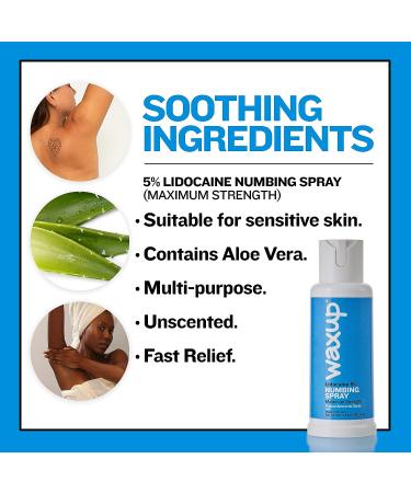 Waxup 5% Lidocaine Spray 2 oz - Maximum Strength Tattoo Numbing & Anesthetic Spray for Feet, Waxing, Sunburn, Ingrown Toenails, Hemorrhoids, Postpartum - Anti-Itch Relief - Buy Online on GoSupps.com