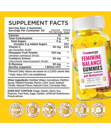 Feminine Balance Probiotic Gummies for Women - Vaginal Health & pH Balance Natural Gummy Supplement with Probiotics Pineapple Cranberry Vitamin C - Women's Healthy Odor & Flora Support - Gluten-Free - Buy Online on GoSupps.com