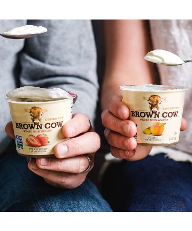 Brown Cow Cream Top Peach Whole Milk Yogurt 5.3 oz Cup - Creamy & Delicious - Buy Online on GoSupps.com