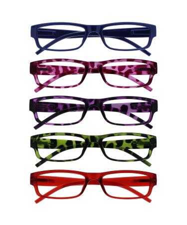 The Reading Glasses Company Value 5 Pack Lightweight Mens Womens Blue Pink Purple Green Red RRRRR32-3456Z +2.50 +2.50 Magnification (Pack of 20)