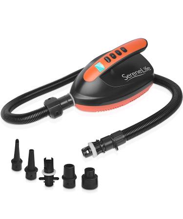 SereneLife Digital Electric Air Pump Compressor - 110W Rechargeable Quick Air Inflator w/ LCD, 0-16 Adjustable PSI, For Inflatable SUP Stand Up Paddle Board / Boat, Water Sports Inflatables-SLPUMP25 With Built In Battery Air Pump Compressor
