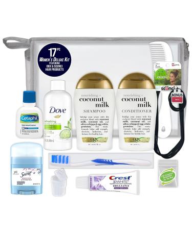 Women's Deluxe 17 PC Kit with Coconut Milk Hair, Face & Body Care - Travel-Size Essentials - Buy Online on GoSupps.com