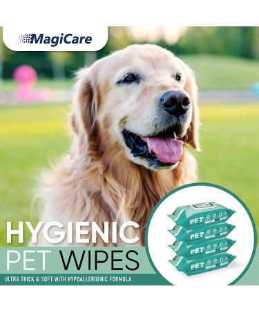 MAGICARE Dog Cleaning Wipes Bundle with Vitamin E & Aloe Vera - Large Pet Wipes, Vet Recommended - 4 Packs (400 pcs) - Buy Online on GoSupps.com