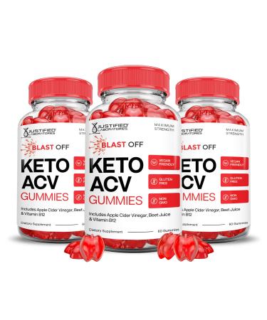 (3 Pack) Blast Off Keto ACV Gummies Advanced Formula 1000MG Blast Keto Gummies Apple Cider Vinegar Formulated with Pomegranate Beet Juice Powder B12 Vegan Non GMO 180 Gummys 60 Count (Pack of 3)