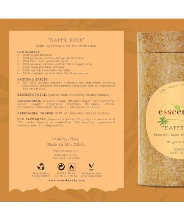 Happy Hour Fragrance Mist - Beautiful and Light Spray Fragrance from Nature - Vegan and Non-Toxic Mist Featuring Notes of Ginger and Grapefruit - 2.0 Oz / 60ml Happy Hour 2 Ounce (Pack of 1) - Buy Online on GoSupps.com
