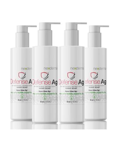 Defense Ag Hand Soap with Coconut oil Oat extract Vitamin E and Herbal Essential Oil | Paraben free Moisturizing & Effective Daily Hand Wash Cleanser Combo | 8oz (236ml Each) - Pack of 4