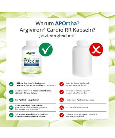 Buy Aportha Cardio RR - 240 Vegan Capsules | L-Arginine L-Citrulline Heart Vitamins | Gluten-Free Allergen-Free Sugar-Free 1 Month Supply - Buy Online on GoSupps.com
