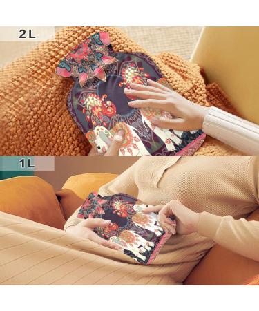 Buy BPA-Free Hot Water Bottle with Exotic Elephants & Peacocks Cover - 1L for Pain Relief & Therapy | Ideal for Back Pain & Cold Therapy - Buy Online on GoSupps.com