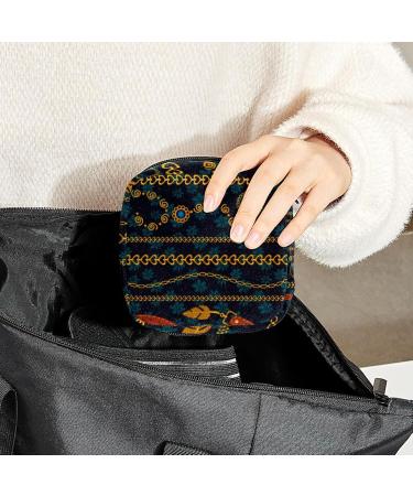 Buy Portable Period Pouch - Stylish Tampon Storage Bag | Wallet Organizer for Feminine Products | Multi-Colored Gold Jewelry Design (4.7x6.6x6.6 in) - Buy Online on GoSupps.com