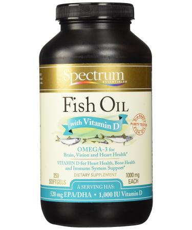 Spectrum Essentials Softgels, Fish Oil with Vitamin D, 1000 mg, 250 Count